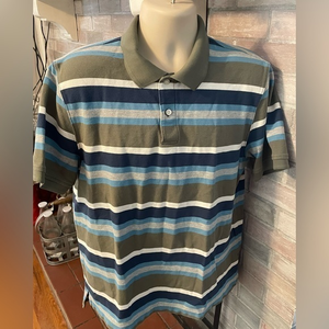 Mens L.L BEAN striped  POLO‎ shirt sleeve shirt size Large